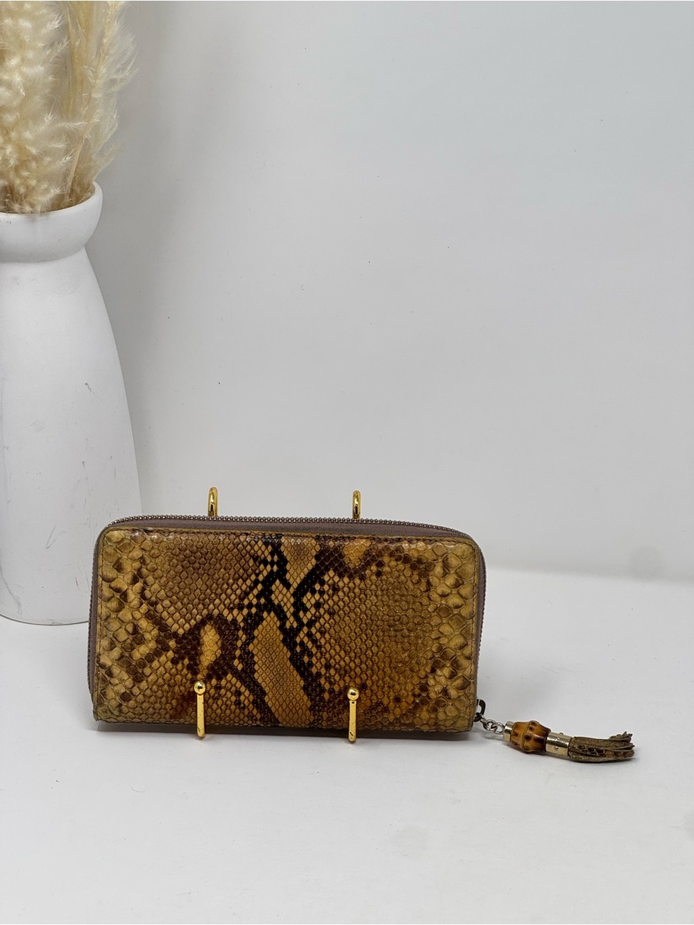 💯Authentic Gucci Python Zippy Wallet
